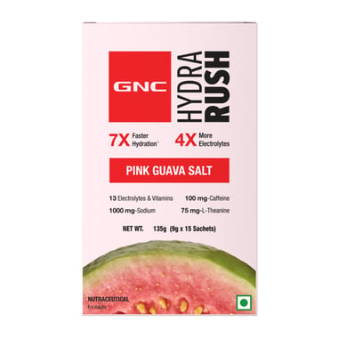 GNC Hydra Rush,  15 sachets/pack  Pink Guava Salt 