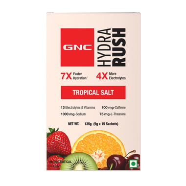 GNC Hydra Rush,  15 sachets/pack  Tropical Salt 