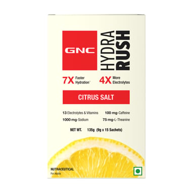 GNC Hydra Rush,  15 sachets/pack  Citrus Salt 