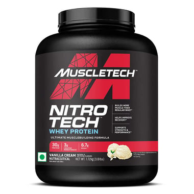 MuscleTech NitroTech Whey Protein,  3.8 lb  Vanilla Cream 