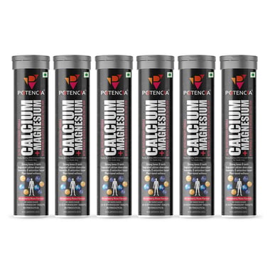 Potencia Calcium + Magnesium Effervescent, 15 tablet(s) Strawberry Rose (Pack of 6)