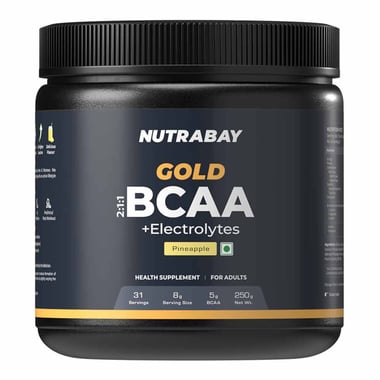 Nutrabay Gold 2:1:1 BCAA + Electrolytes, 0.55 lb 31 Servings Pineapple
