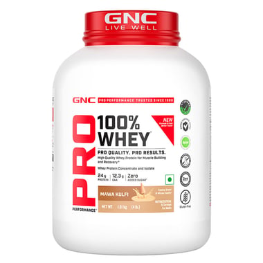 GNC Pro Performance 100% Whey Protein New Formulation, 4 lb Mawa Kulfi