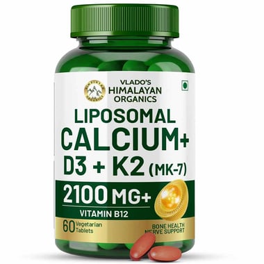 Vlado's Himalayan Organics Liposomal Calcium 2100mg with Vitamin D3 + K2 (MK-7) & Vitamin B12, 60 tablet(s) Unflavoured