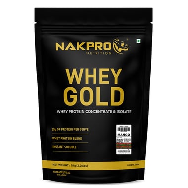 Nakpro Whey Gold Protein Concentrate, 2.2 lb Mango