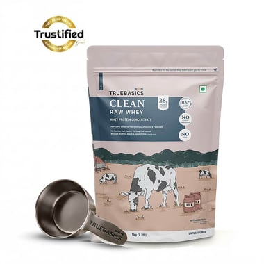 TrueBasics Clean Raw Whey Concentrate, 2.2 lb Unflavoured
