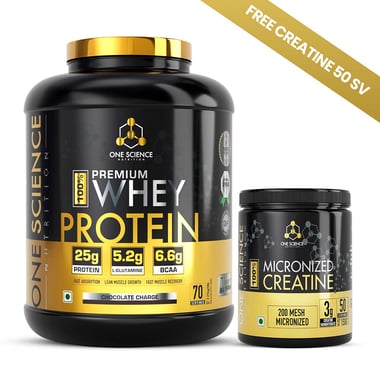 One Science 100% Premium Whey Protein, 5 lb Chocolate Charge - with Free 150g Creatine