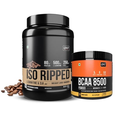 QNT ISO Ripped 2.2 lb Cafe Bevarabia with BCAA 8500 Combo, 0.39 lb Mango