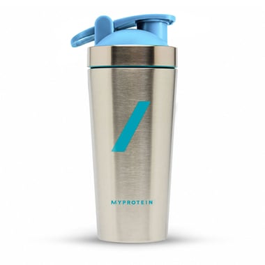 Myprotein Stainless Steel Shaker Bottle, Silver/Blue 750 ml
