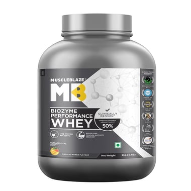 MuscleBlaze Biozyme Performance Whey, 4.4 lb Magical Mango