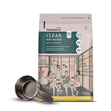 TrueBasics Clean Whey Protein (Isolate + Concentrate), 2.2 lb Turmeric Latte