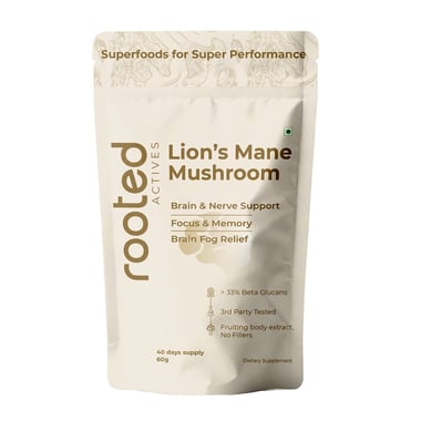 Rooted Active Naturals Lion's Mane Organic Mushroom Extract,  60 g 