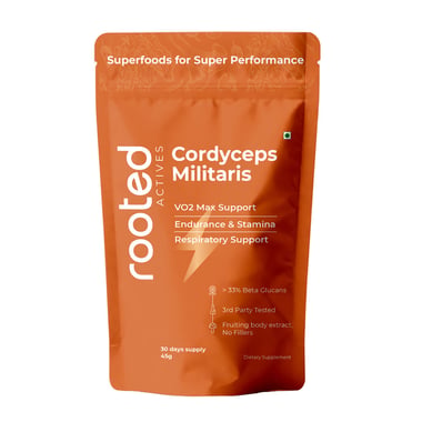 Rooted Active Naturals Cordyceps Militaris Organic Mushroom Extract, 45 g