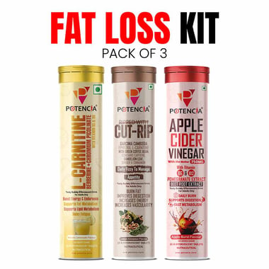 Potencia Fat Loss Kit, 3 Piece(s)/Pack Apple Cider Vinegar + Cut-Rip + L-Carnitine Effervescent Tablets