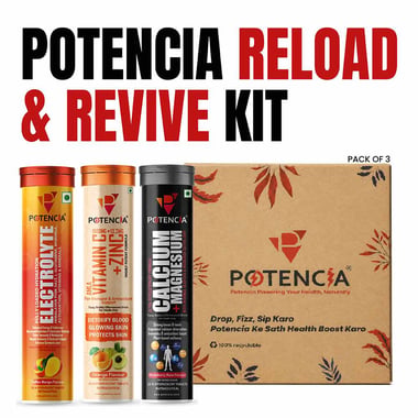 Potencia Reload & Revive Kit,  45 tablet(s)  Electrolyte(Toffee Mango)+ Vitamin C & Zinc(Orange)+ Calcium & Magnesium(Strawberry Rose) 