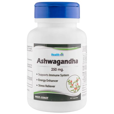 Healthvit Ashwagandha Powder (250mg), 60 capsules