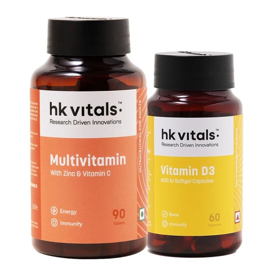 HK Vitals Multivitamin 90 Tabs & Vitamin D3 60 Caps Combo