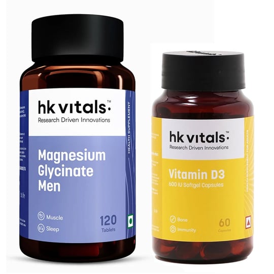 Magnesium Glycinate Men 120 Tabs & Vitamin D3 60 caps Combo