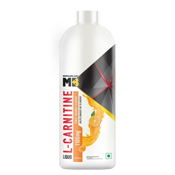 MuscleBlaze Liquid L-Carnitine 1100mg, 450 ml Tangy Orange