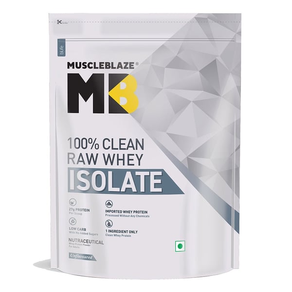MuscleBlaze Raw Whey Isolate,  4.4 lb  100% Clean Whey Unflavoured  Whey Protein Isolate 