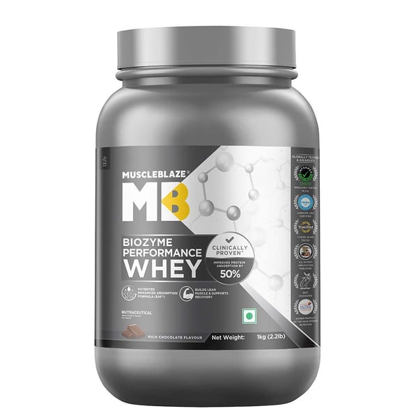 MuscleBlaze Biozyme Performance Whey, 2.2 lb Rich Chocolate