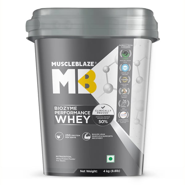 MuscleBlaze Biozyme Performance Whey, 8.8 lb Rich Chocolate