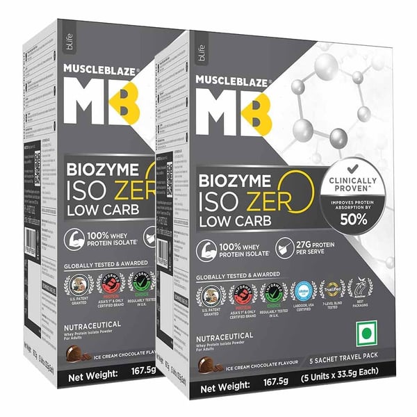 Biozyme Iso-Zero Ice Cream Chocolate 335g - 10 sachets x 33.5g