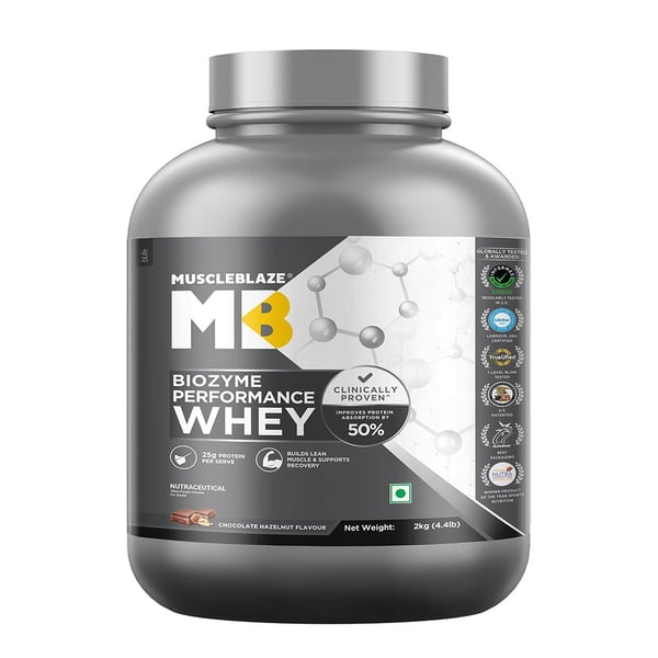 MuscleBlaze Biozyme Performance Whey, 4.4 lb Chocolate Hazelnut