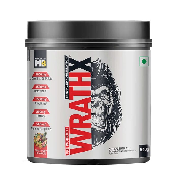 MuscleBlaze Pre Workout WrathX, 540 g Fruit Fury
