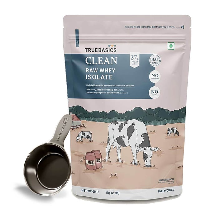 TrueBasics Clean Raw Whey Isolate, 2.2 lb Unflavoured