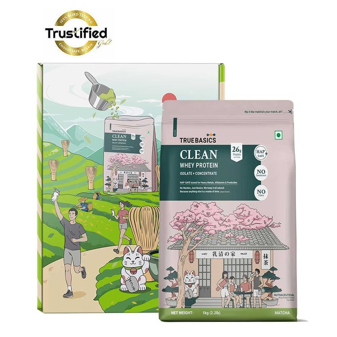 TrueBasics Clean Whey Protein (Isolate + Concentrate), 2.2 lb Matcha