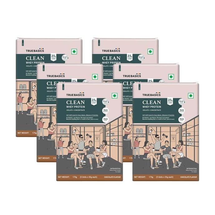 2 - TrueBasics Clean Whey Protein (Isolate + Concentrate) (Old MRP),  6 Piece(s)/Pack  Chocolate 