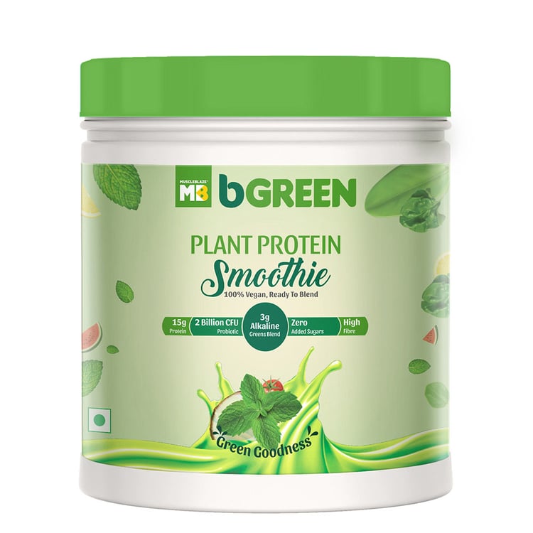 1 - bGREEN Plant Protein Smoothie by MuscleBlaze,  Green Goodness  1.1 lb 