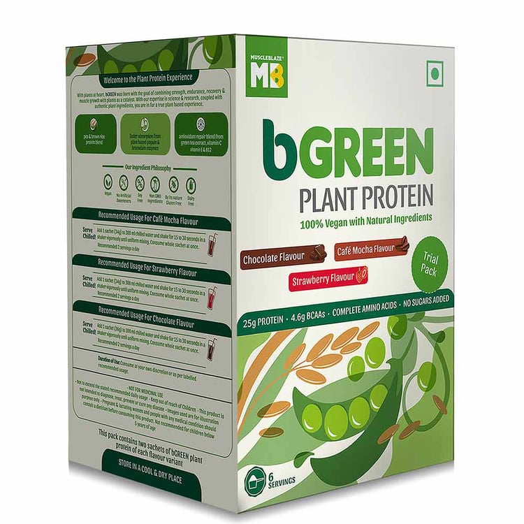 6 - bGREEN Plant Protein by MuscleBlaze, (Trial Pack) Assorted 0.46 lb