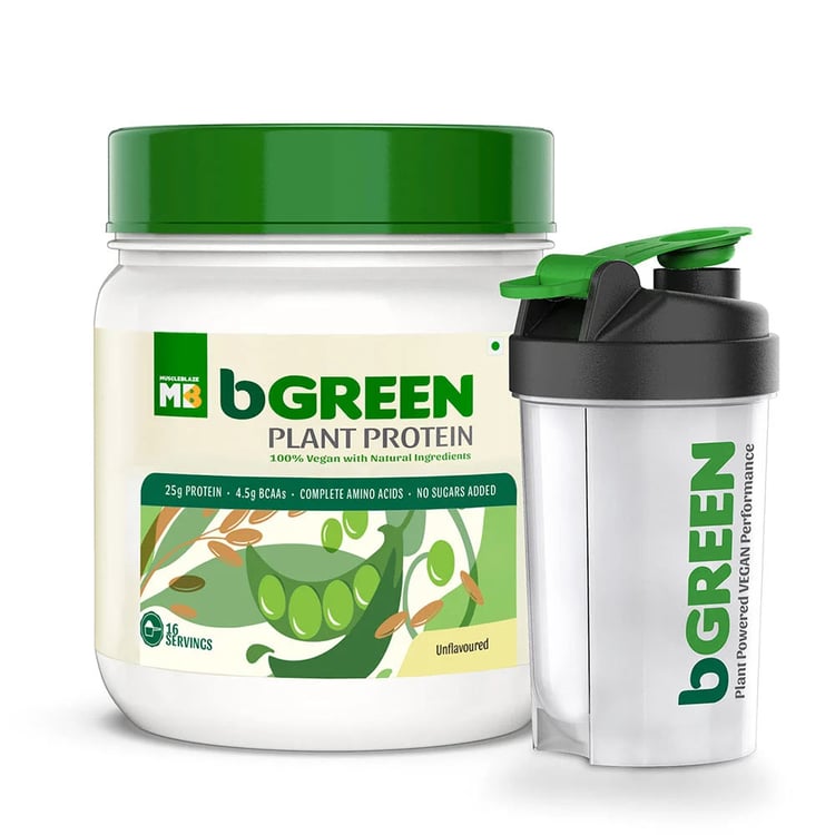 1 - bGREEN Plant Protein by MuscleBlaze,  Unflavoured  1.1 lb 