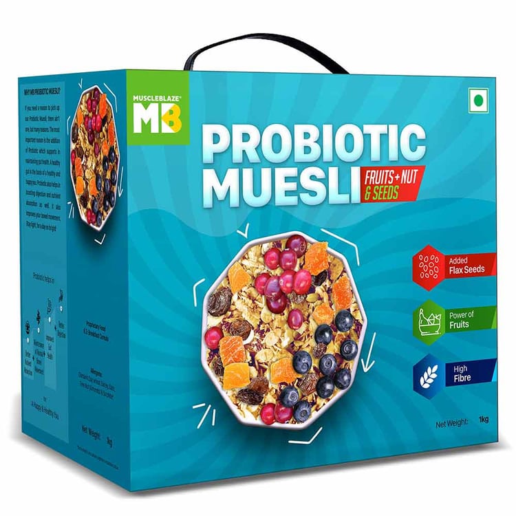 2 - MuscleBlaze Probiotic Muesli,  1 kg  Fruits,Nuts & Seeds 