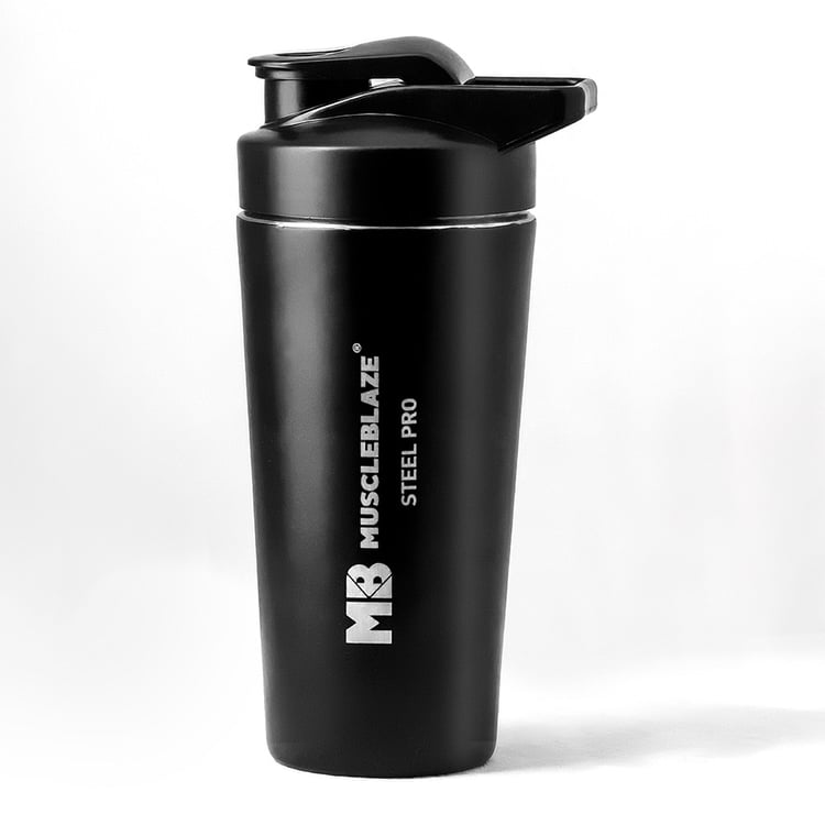 1 - MuscleBlaze Steel Pro Shaker,  Black  750 ml 