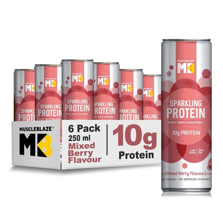 MuscleBlaze Sparkling Protein Water (10g Protein),  6 Piece(s)/Pack  Mixed Berry 