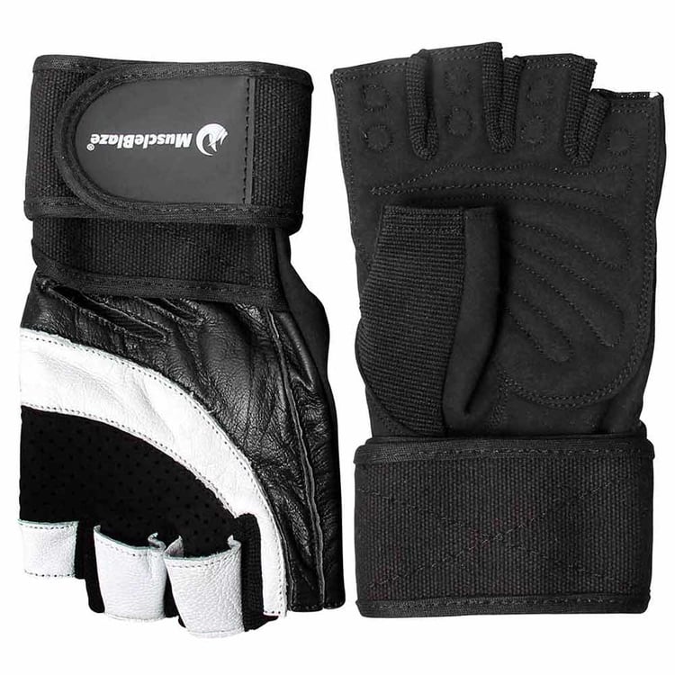 MuscleBlaze Gloves,  Black & White  Medium 