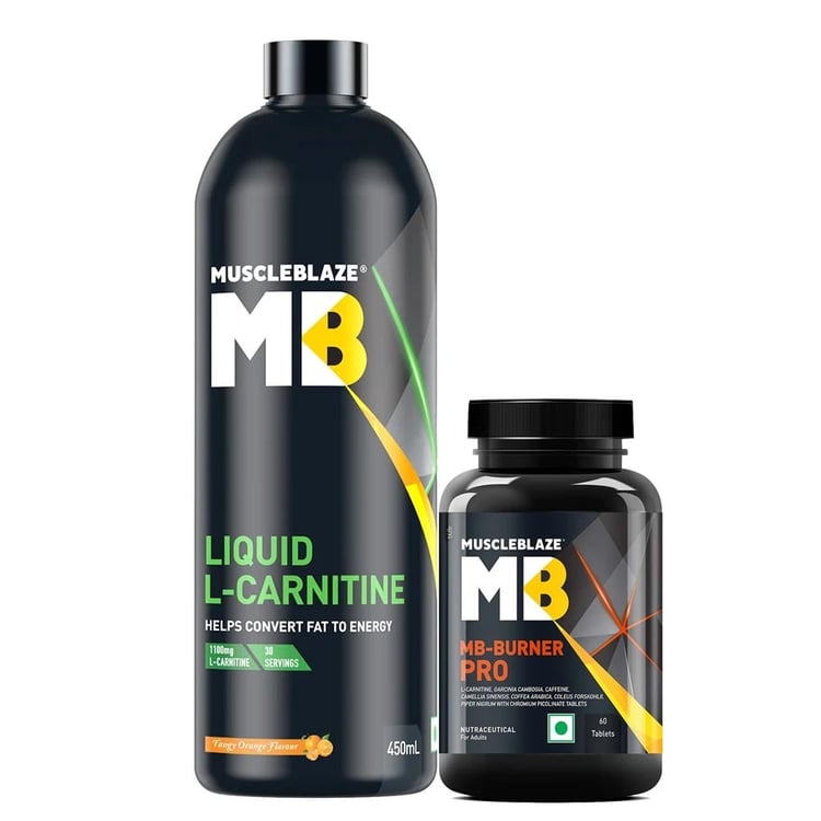 MuscleBlaze Liquid L-Carnitine 450 ml & Fat Burner PRO 60 Tabs Combo