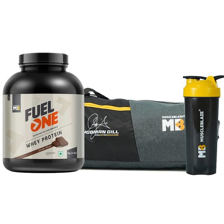 MB Fuel One Whey Protein 2 Kg  Chocolate & Gym Bag & shaker Combo