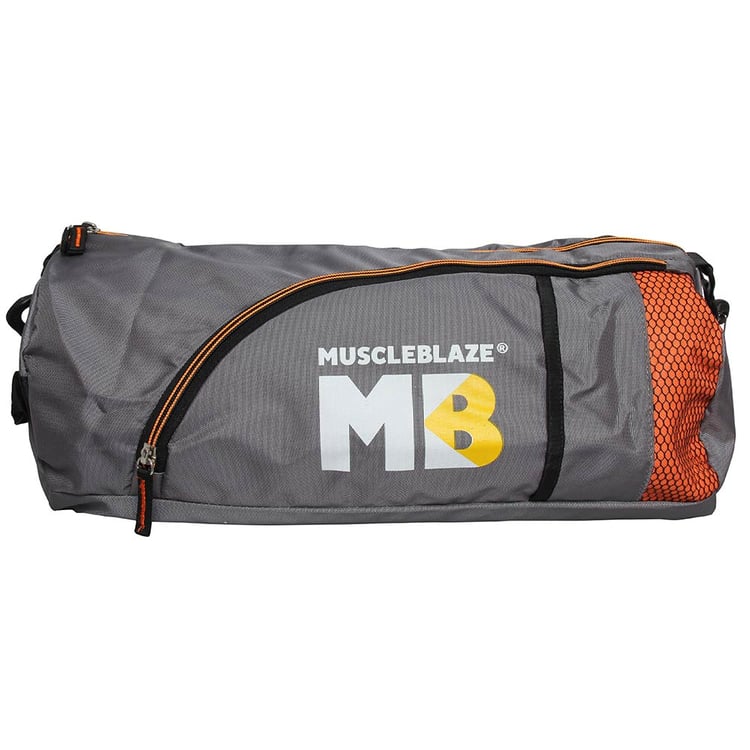 MuscleBlaze Gym Bag,  Grey with Orange 