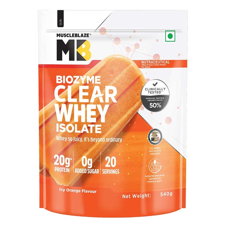 3 - MuscleBlaze Biozyme Clear Whey Isolate,  1.2 lb  Icy Orange 