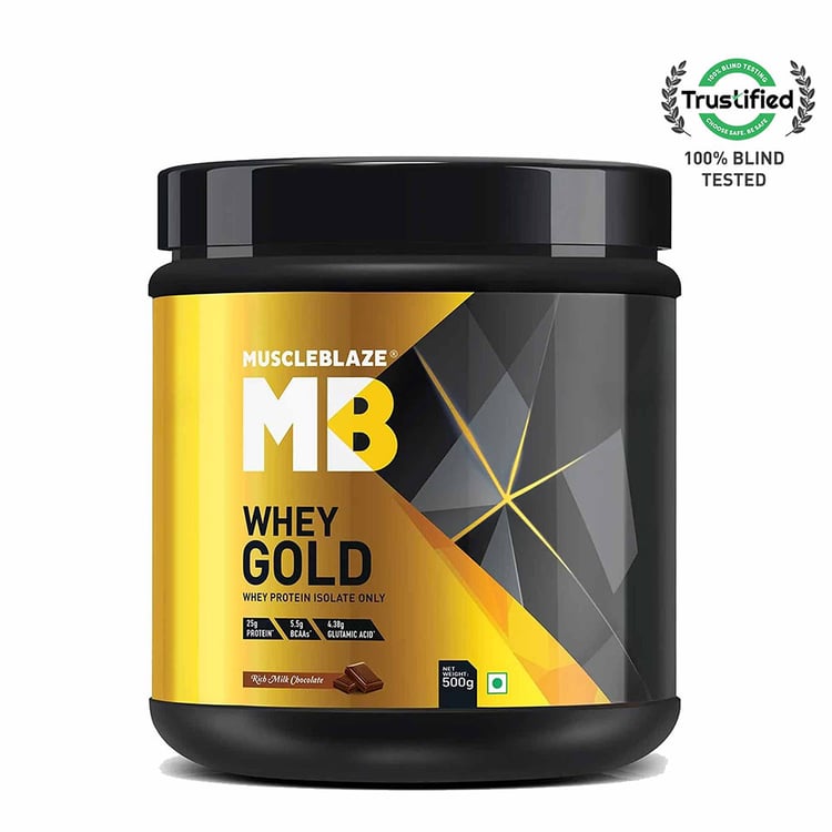 MuscleBlaze Whey Gold 100% Whey Protein Isolate,  1.1 lb  Rich Milk Chocolate 