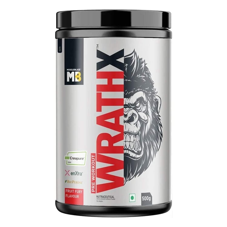 3 - MuscleBlaze Pre Workout WrathX,  1.1 lb  Fruit Fury Jar 