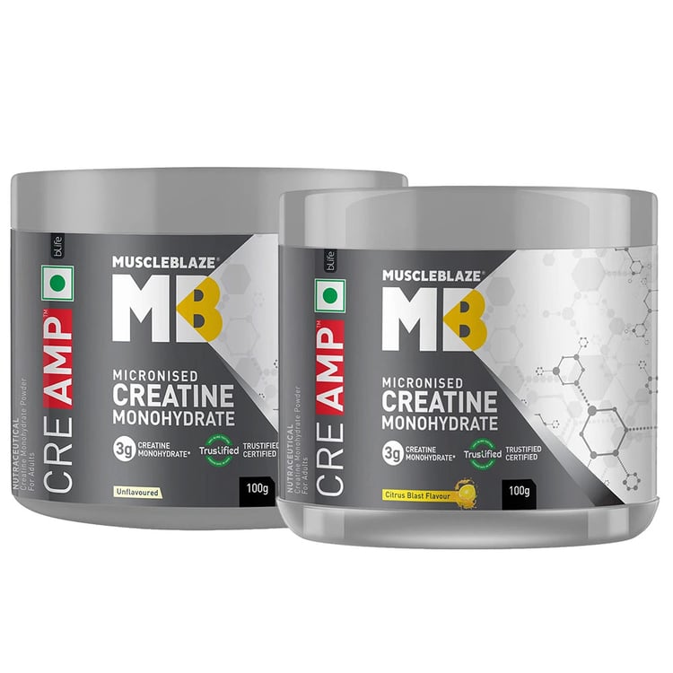Creatine Monohydrate CreAMP Unflavoured & Citrus Blast Combo - 100g x 2