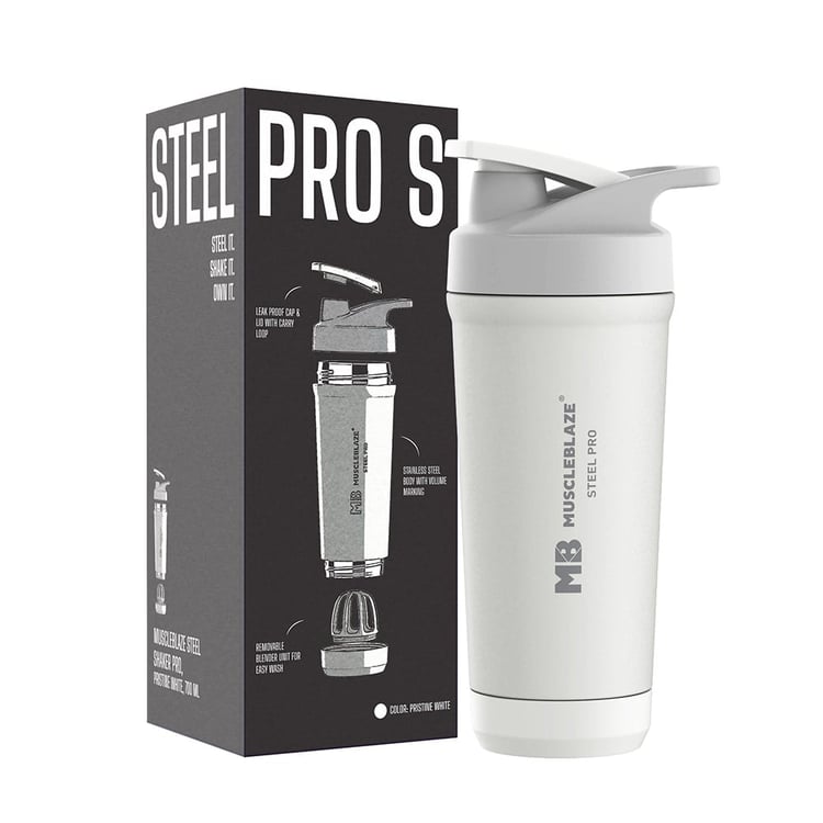 1 - MuscleBlaze Steel Shaker Pro,  Pristine White  700 ml 