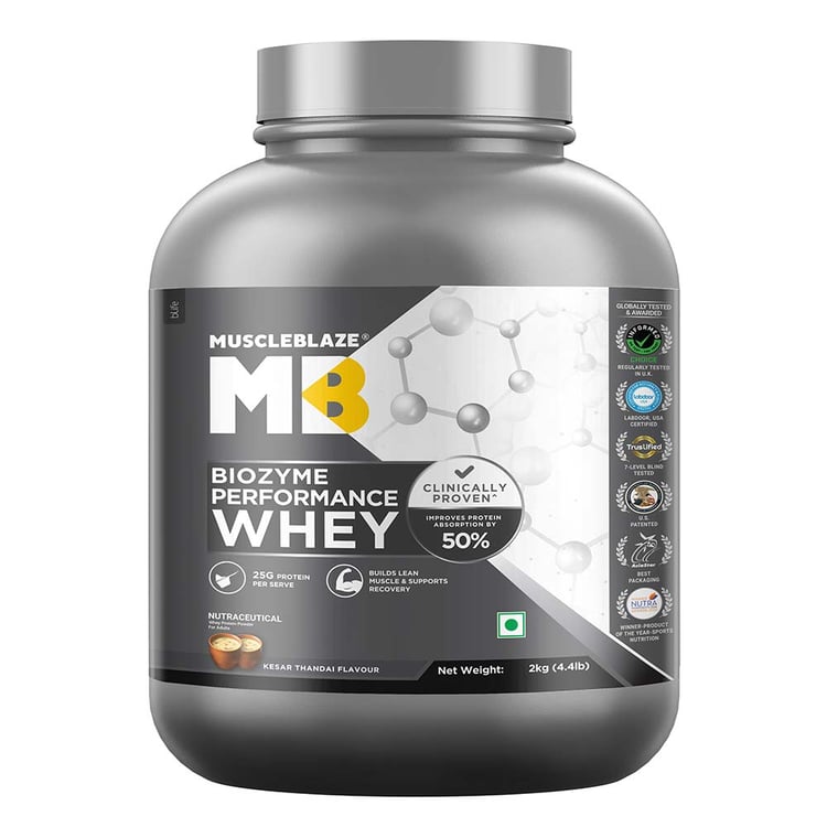 12 - MuscleBlaze Biozyme Performance Whey, 4.4 lb Kesar Thandai