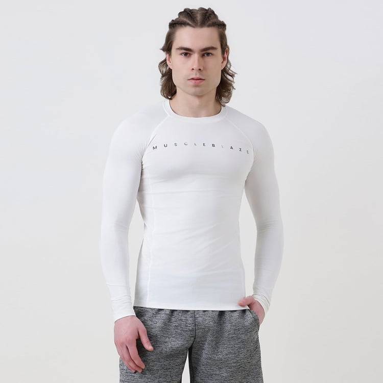 4 - MuscleBlaze Compression Muscle Tee Full Sleeve,  Small  Polar White 