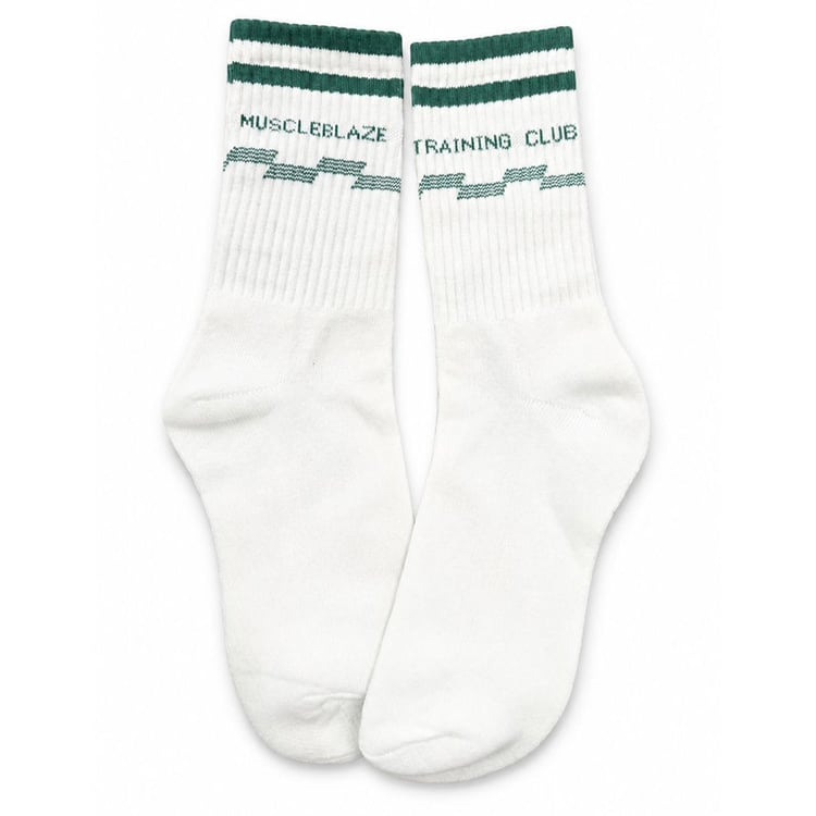 1 - MuscleBlaze Training Club Socks, White Free Size